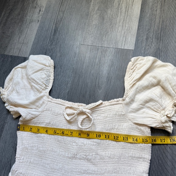 Roxy Cream Off-Shoulder Mini Dress Feminine Cotton Large - Picture 10 of 12